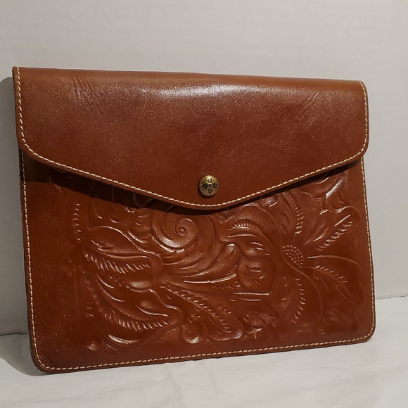 Patricia Nash Handbags - Patricia Nash Brown Embossed Leather Clutch